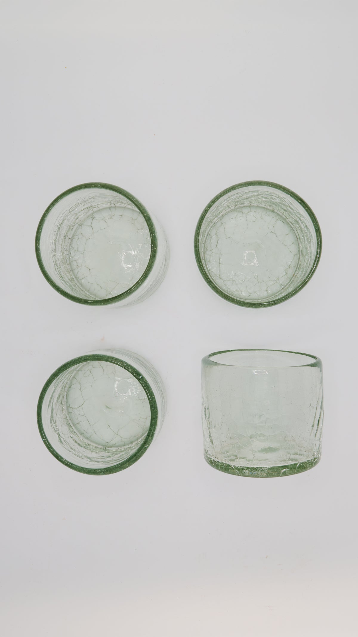 SET OF 4 - SMALL CRACKLED GLASS