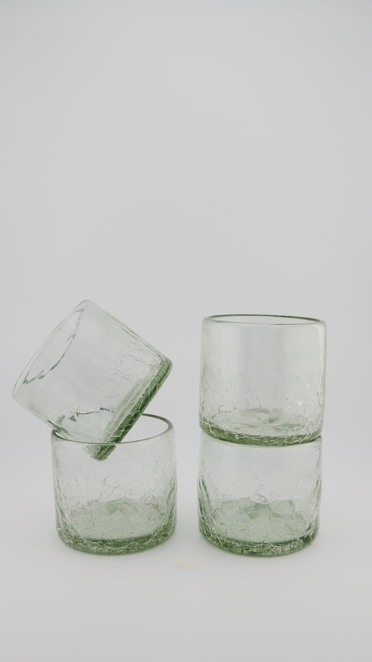 SET OF 4 - SMALL CRACKLED GLASS