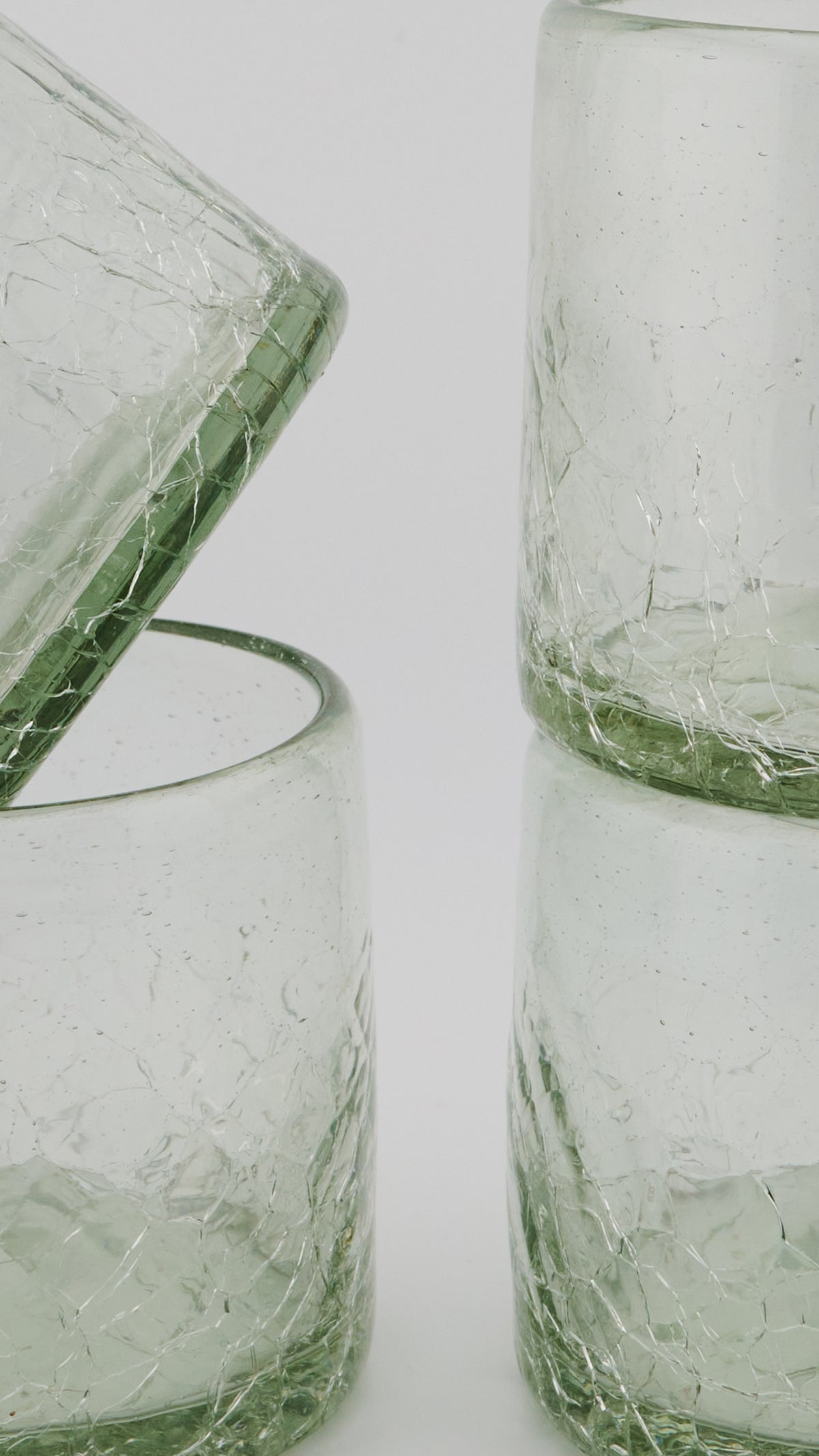 SET OF 4 - SMALL CRACKLED GLASS