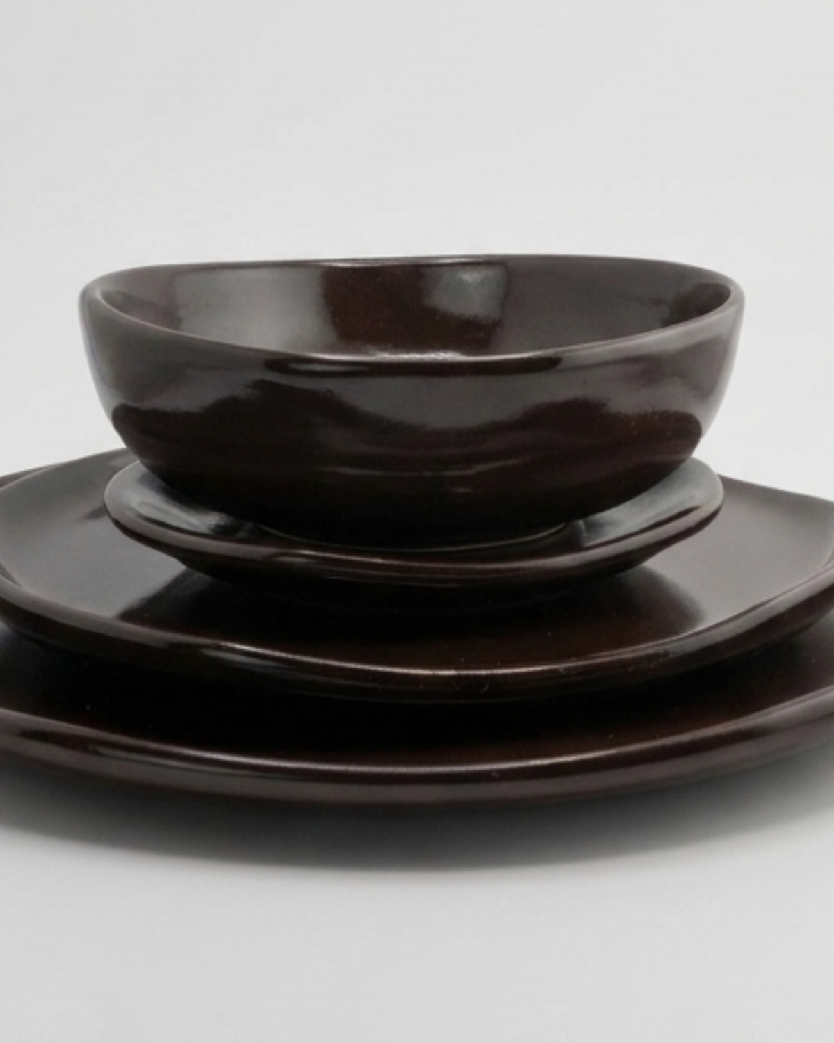 VAJILLA AMORFO SET DE 2 - CHOCOLATE BRILLANTE - By Saudara