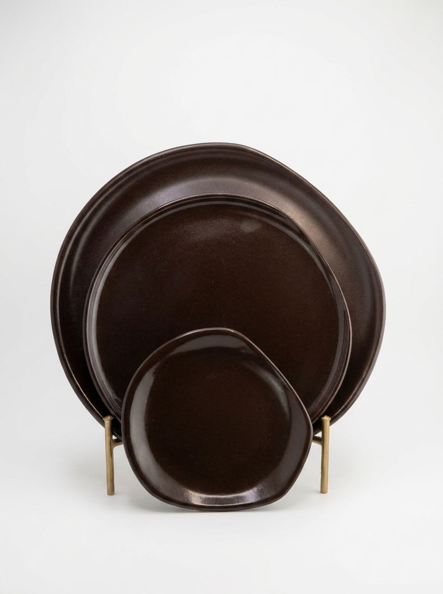 VAJILLA AMORFO SET DE 2 - CHOCOLATE BRILLANTE - By Saudara